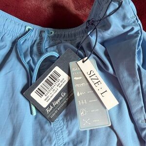 Fish Hippie Men's Light Blue Volley Swim Board Shorts 6 inch- Size L - New /TAGS